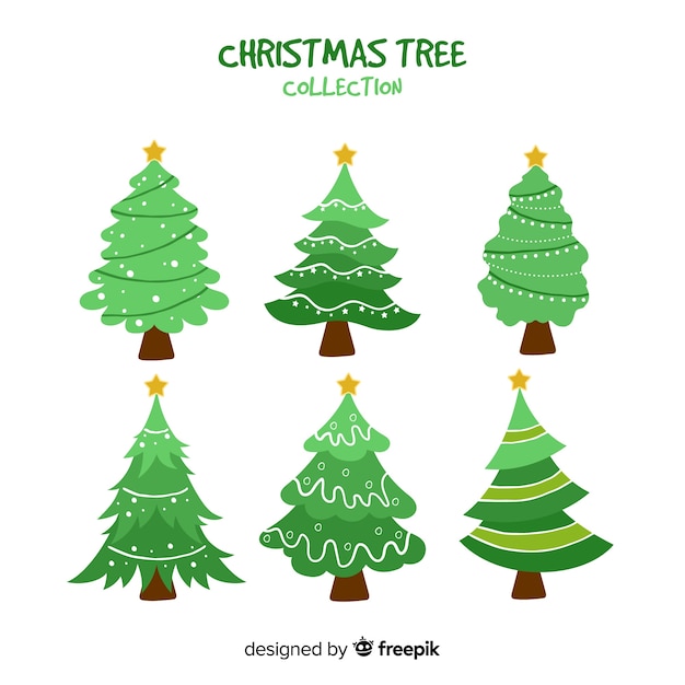 Hand drawn christmas trees collection