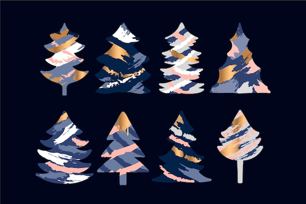 Free vector hand drawn christmas trees collection