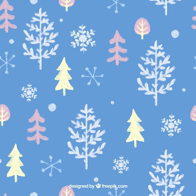 Free vector hand drawn christmas trees pattern