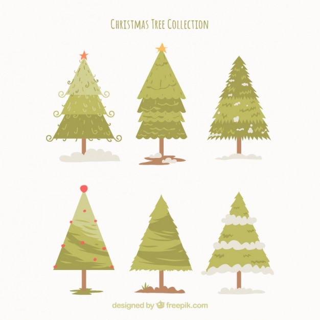 無料ベクター 手描きのクリスマスツリーは、設定します