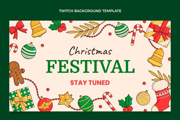 Hand drawn christmas twitch background
