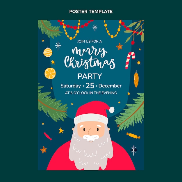 Free vector hand drawn christmas vertical poster template