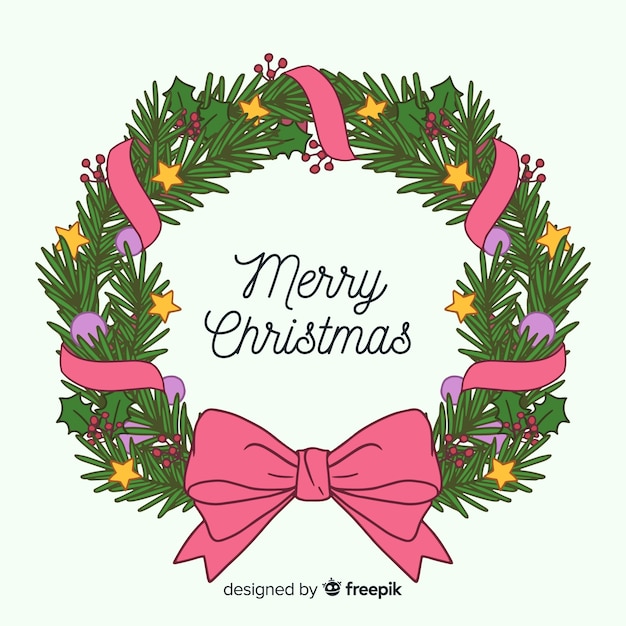 Free vector hand drawn christmas wreath background