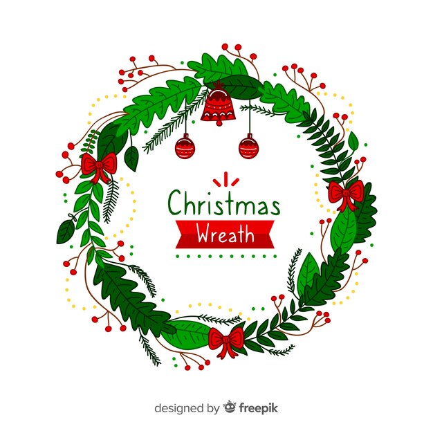 Hand drawn christmas wreath background