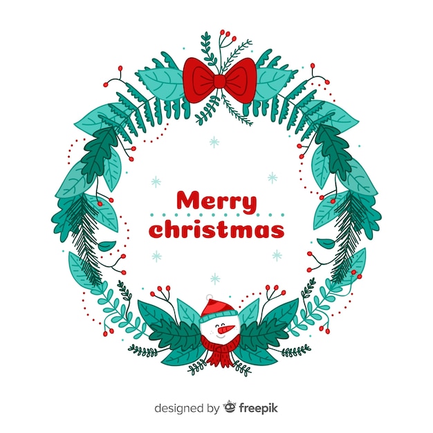 Free vector hand drawn christmas wreath background