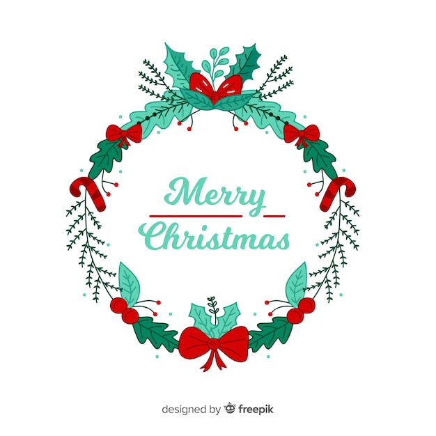 Hand drawn christmas wreath background