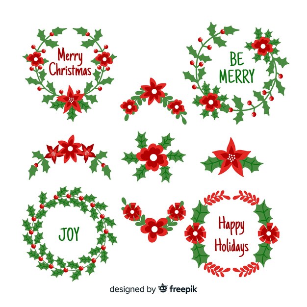 Hand drawn christmas wreath collection