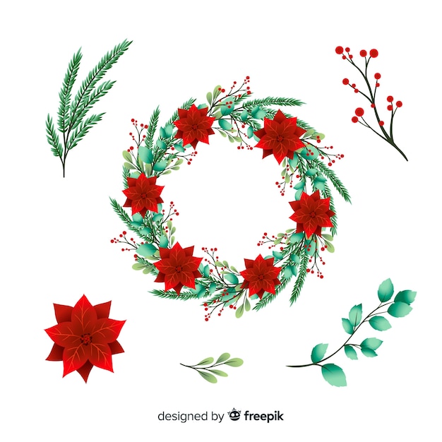 Free vector hand drawn christmas wreath collection