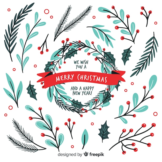 Free vector hand drawn christmas wreath collection