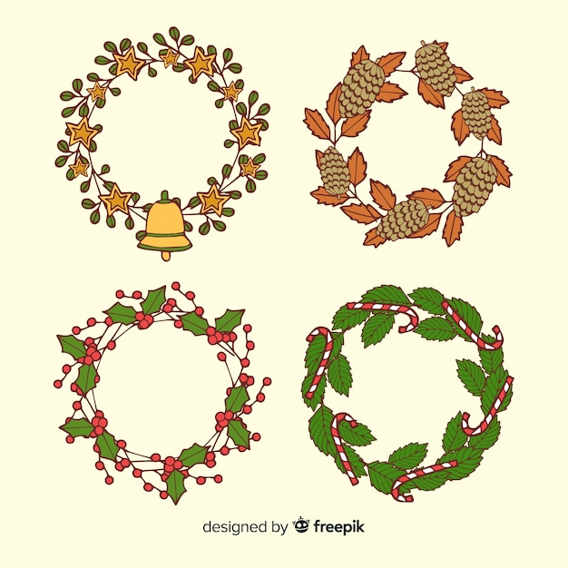 Hand drawn christmas wreath collection