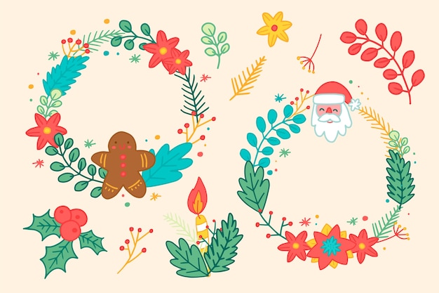 Hand drawn christmas wreath collection