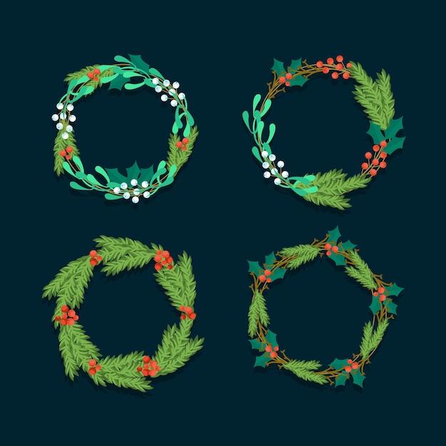 Free vector hand drawn christmas wreath collection