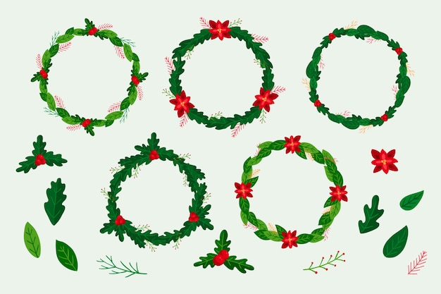 Hand drawn christmas wreath collection