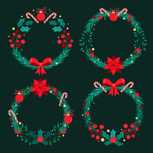 Hand drawn christmas wreath collection