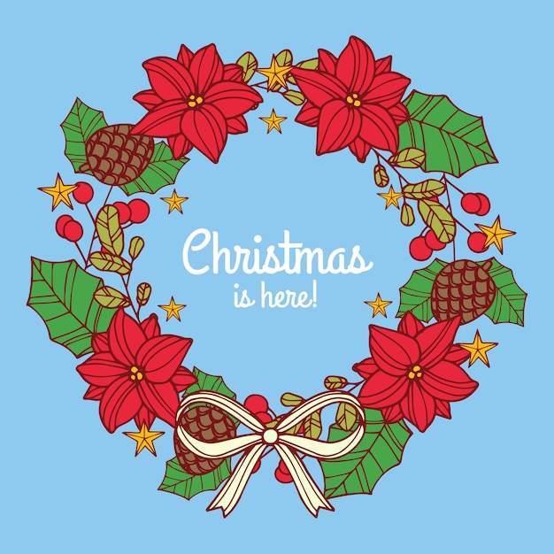 Hand drawn christmas wreath concept