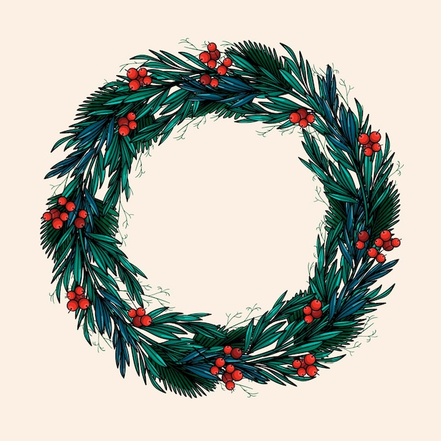 Free vector hand drawn christmas wreath concept