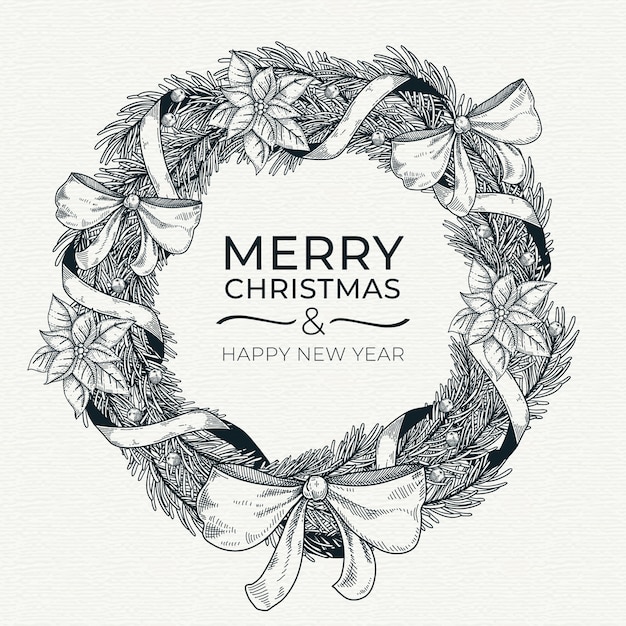 Free vector hand drawn christmas wreath concept