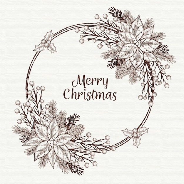 Hand drawn christmas wreath concept