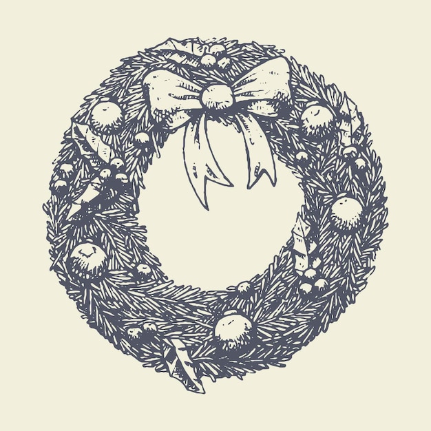 Free vector hand drawn christmas wreath