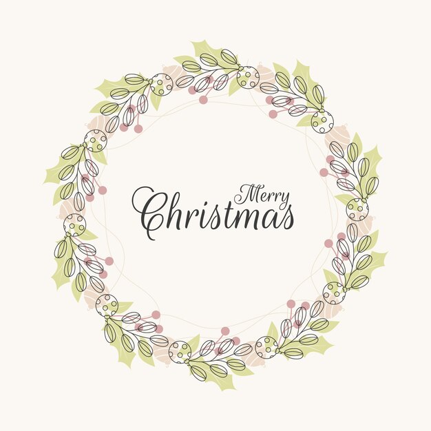 Hand drawn christmas wreath