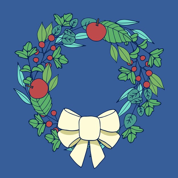 Бесплатное векторное изображение Ручной обращается рождественский венок