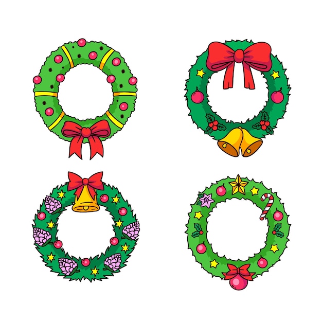 Hand drawn christmas wreath