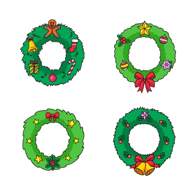 Free vector hand drawn christmas wreath