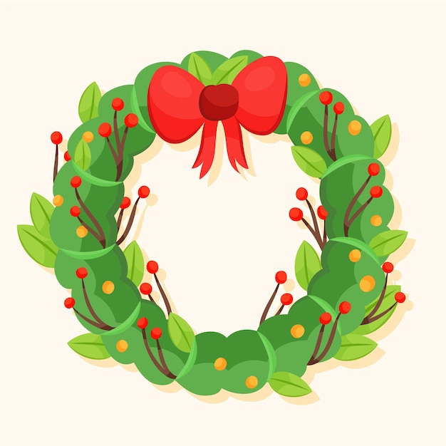 Free vector hand drawn christmas wreath