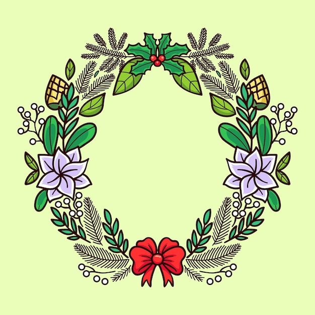 Free vector hand drawn christmas wreath