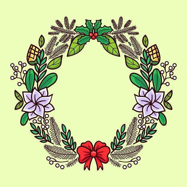 Hand drawn christmas wreath