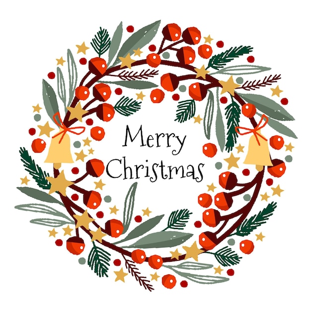 Free vector hand drawn christmas wreath