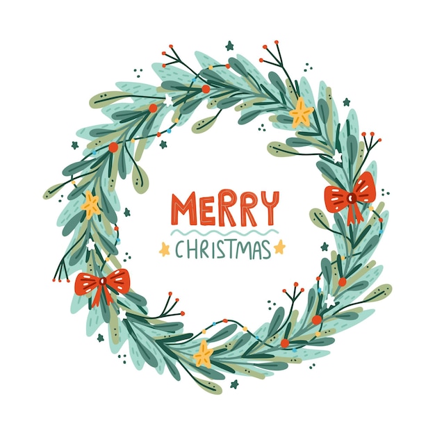 Free vector hand drawn christmas wreath