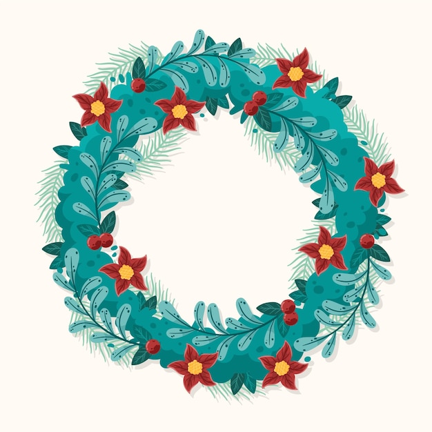 Hand drawn christmas wreath