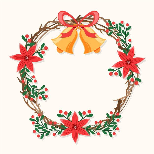 Hand drawn christmas wreath