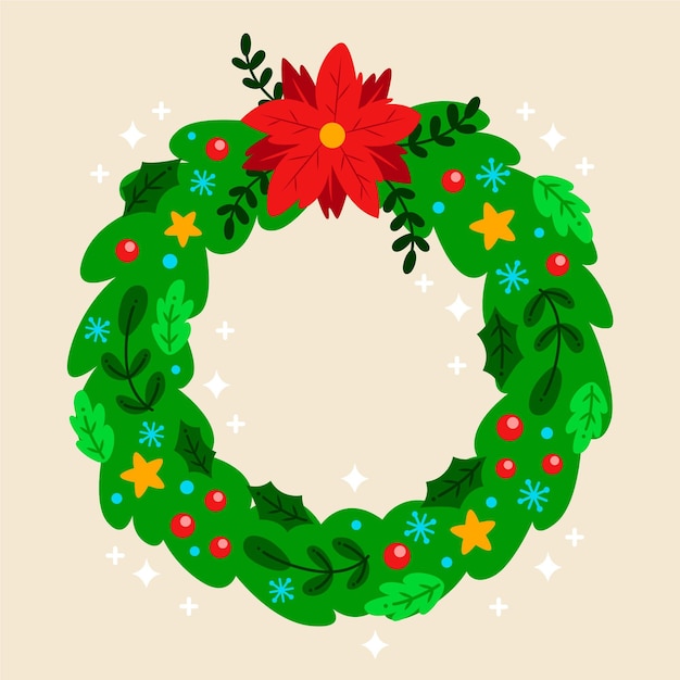 Free vector hand drawn christmas wreath