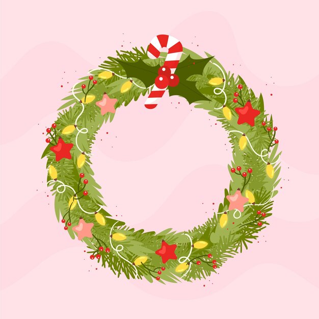 手描きのクリスマスリース