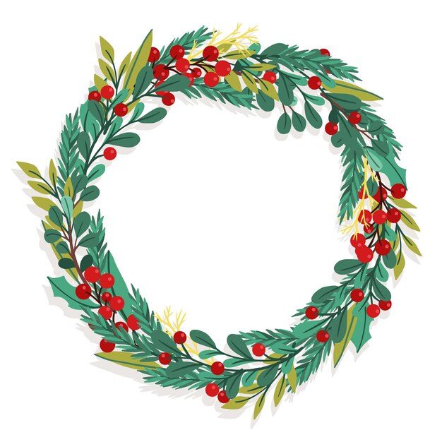 Hand drawn christmas wreath