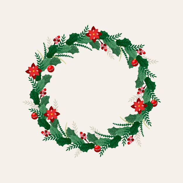 Hand drawn christmas wreath