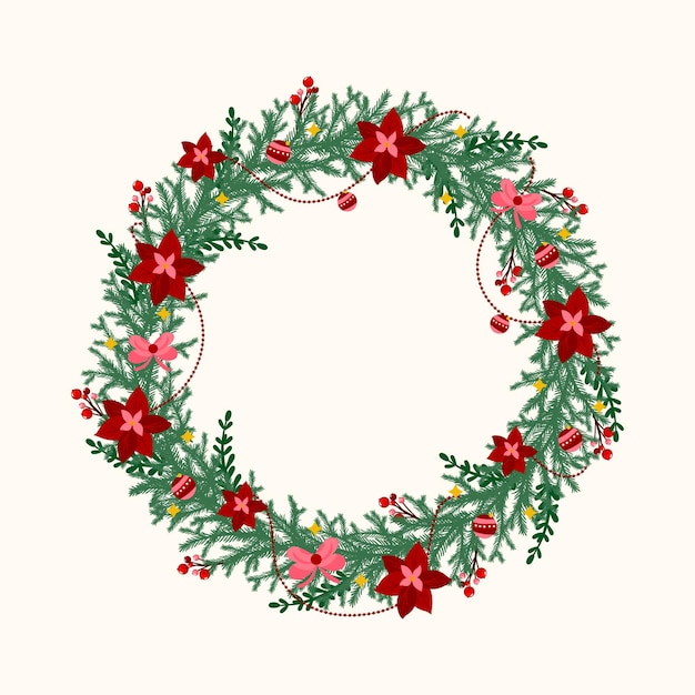 Free vector hand drawn christmas wreath