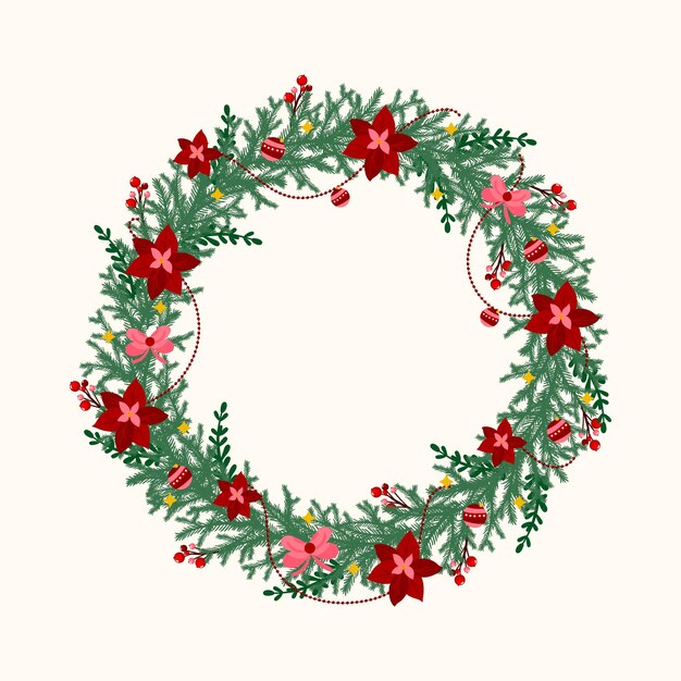 Hand drawn christmas wreath