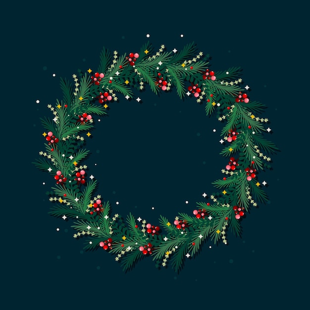 Free vector hand drawn christmas wreath