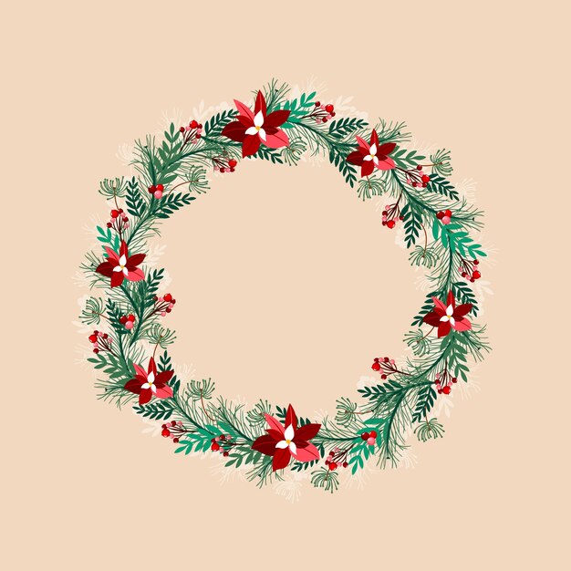 Hand drawn christmas wreath