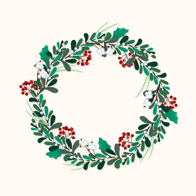 Hand drawn christmas wreath