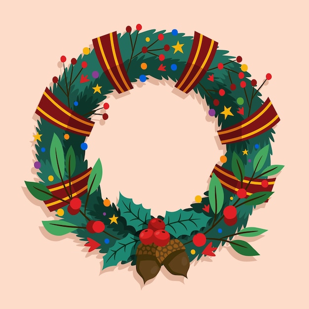 Free vector hand drawn christmas wreath