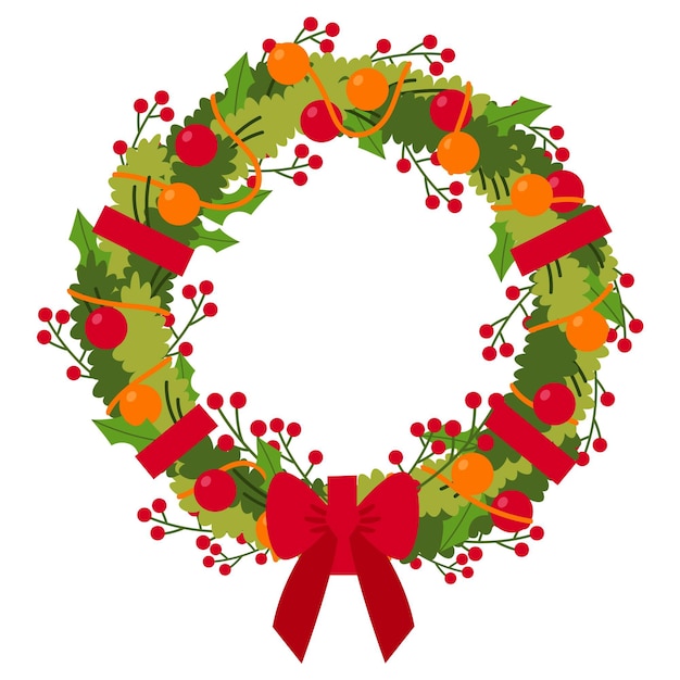 Hand drawn christmas wreath