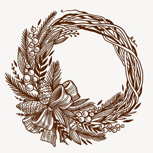 Hand drawn christmas wreath