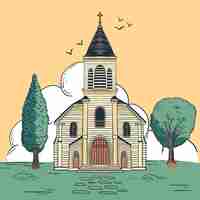 Free vector hand drawn church building illustration