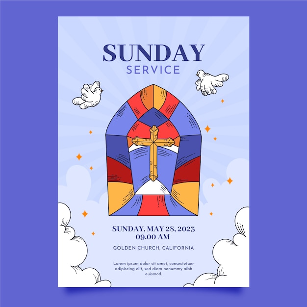 Free vector hand drawn church poster template