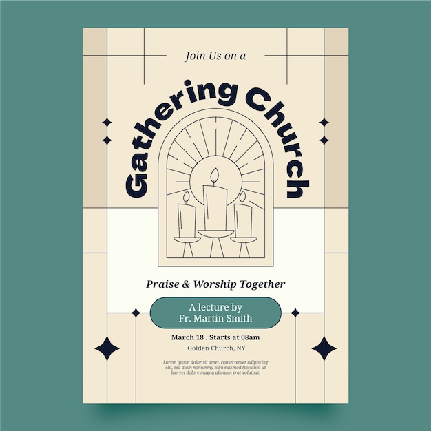 Free vector hand drawn church prayer invitation