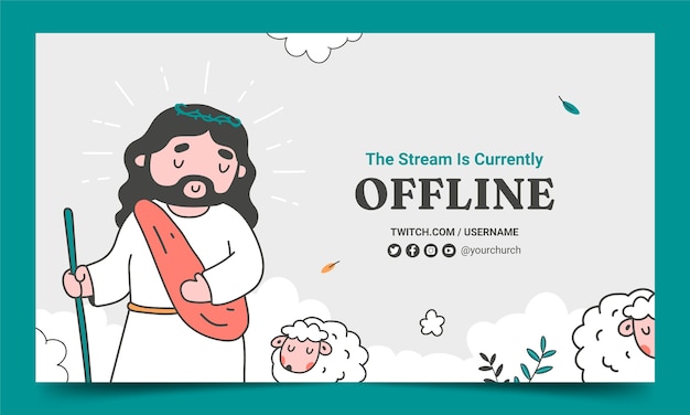 Free vector hand drawn church prayer twitch background